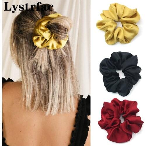 Lystrfac Solid Color Slik Scrunchies Women Ponytail Holder Rubber Bands Female Elastic Hairbands Hair Tie Hair Accessories