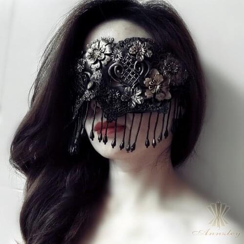 Annzley Victorian Gothic Masquerade Face Mask Halloween Cosplay Costumes Burlesque Makeup For Party Pure Handmade