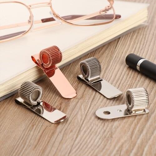 1Pc/Set Single Hole Double Opening Triple Orifice Spring Pen Clip Metal Pencil Holder Elastic Loop Office Writing Supplies