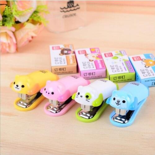 Mini cartoon stapler set with 1000 pcs 10# staples Paper binding tools Stationery office accessories school supplies