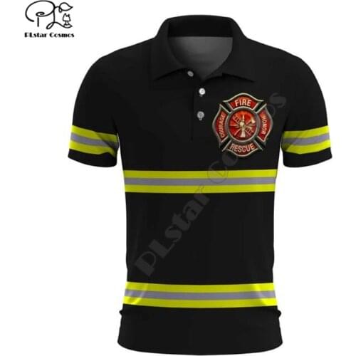 PLstar Cosmos Fashion summer women for men 3D full printed Firefighter Shirt-Polo Viking tattoo Short sleeve t shirts