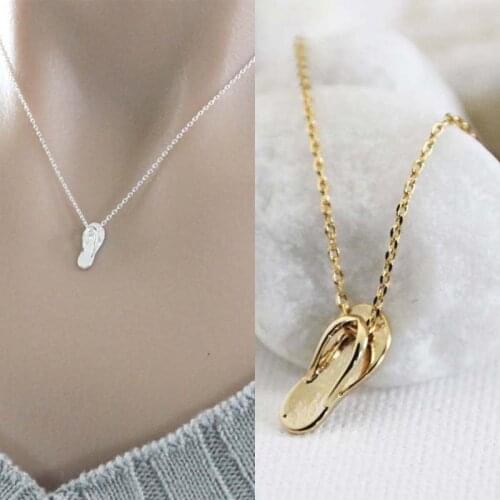 Fashion Minimalist Flip Flop Slippers Pendant Necklace For Women Girls Jewelry Wedding Gifts