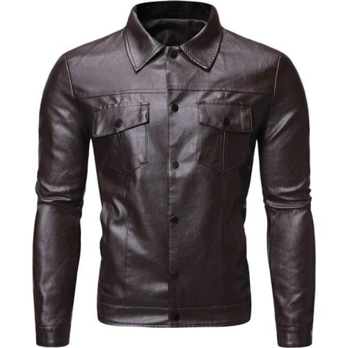 Mens Classical Single Breasted Motor Leather Jacket Coat M-4XL New PU Leather Outerwear Male Vintage Biker Coat Brand Clothing