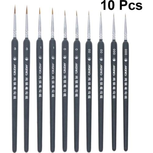10pcs High Quality Paint Brush Set Wolf Hair Tip Brushes Detail Paint Brush Fine Detailing Art Painting Oil Models Watercolor