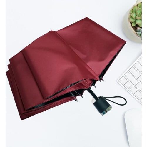 Fully-automatic Creative Men Women Sunny Rain Dual Use Anti-UV Fold 3 Folding Sunny and Rainy Umbrella Black Coating
