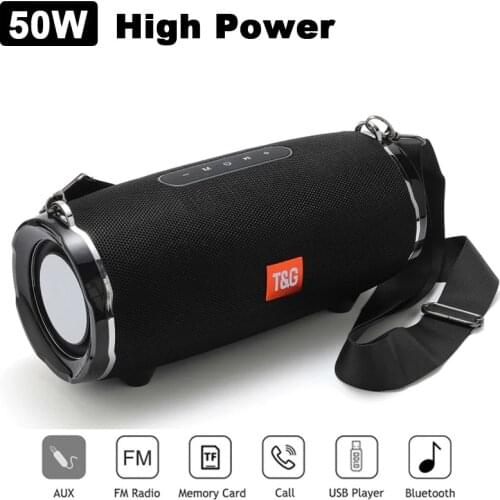 50W Portable Bluetooth Speaker Outdoor Wireless Subwoofer Soundbar TF AUX Playback FM Radio Music Center Home Theater Soundbox