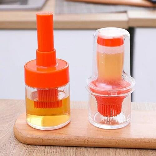 Portable Silicone Oil Bottle With Brush Hear-Resistant Bbq Tools Grill Brush Camping Cooking Kitchen Accessories