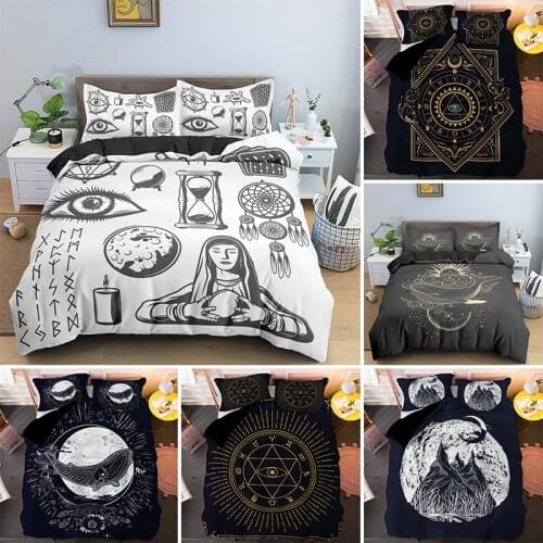 Mysterious Tarot Bedding Sets Psychedelic Bohemia Mandala Duvet Cover Set with Pillowcase Queen King Size Bedclothes
