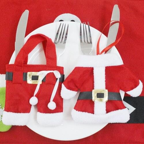 2pcs Christmas Decorations Restaurant Hotel Layout Christmas Knife and Fork Set Creative Christmas Small Clothes Cutlery Set