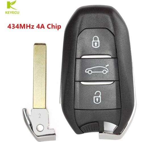 KEYECU Smart Replacement Remote Key Fob 434MHz 4A Chip for Peugeot 508 308 408 4008 301 , for Citroen C4L C-Quatre 2017-2018