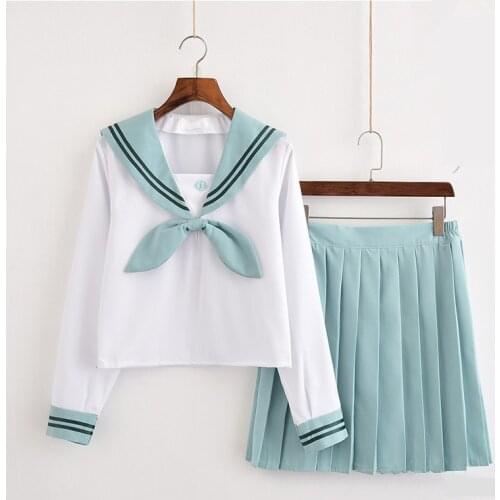 Japanese Girls JK Sailor Suit Cosplay School Uniforms long/Short Sleeve T Shirt Preppy Style College Skirt Female Costume Set