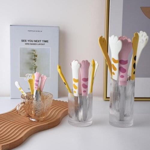 Japanese Cat Paw Shape Food Tongs Cute Cartoon Meal Tongs Stainless Steel Barbecue Tongs Kitchen Gadgets Kitchen Accessories