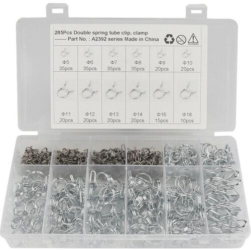 Car Motorcycle Trailer Assorted Fuel Hose Clamping Spring Clip Clamps 285pcs/set