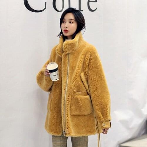 Fur Sheep Shearing Real Winter Coat Korean Wool Jacket for Women Clothes 2020 Manteau Femme A22Y2202 YY262