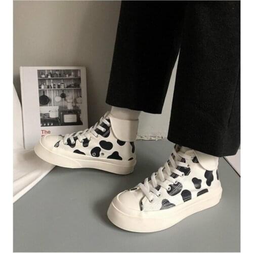Womens Sneakers Cute Platform Shoes Cow Girls Kawaii Casual Vulcanize Undefined Japanese Vintage Boots Female