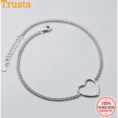 Trustdavis 925 Sterling Silver Fashion Womens Jewelry Romantic Heart Chain Anklets For Wife Best Friend Drop Shipping DA1169