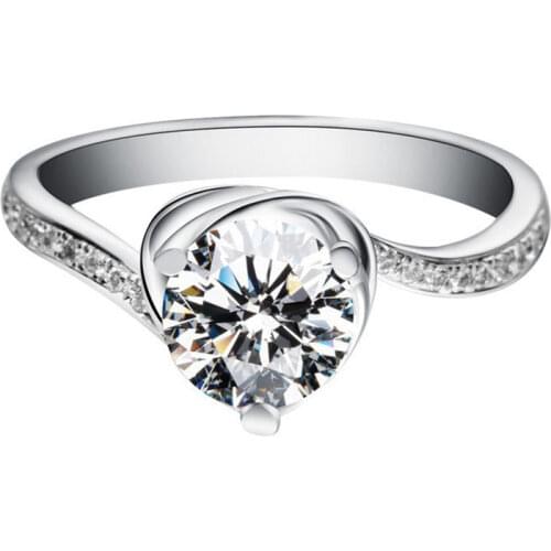 Twisted Love Heart Shape Rings 925 Sterling Silver Womens Luxury Cute Romantic Birthday Gift Engagement Wedding Party Jewelry