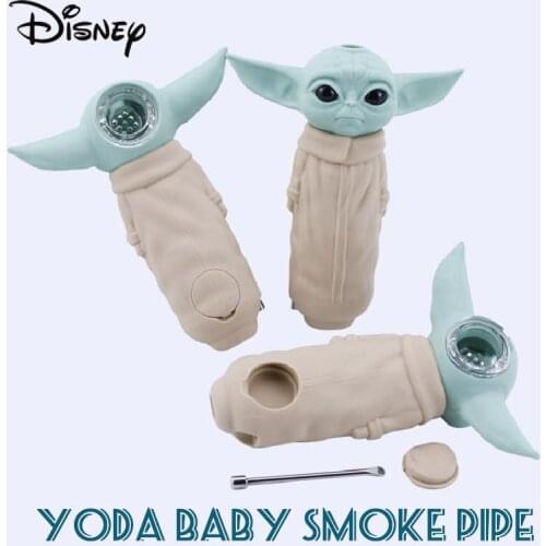 1pcs Cartoon Yoda Baby Silicone Small Metal Cigar Pipe Star Wars Figure Model Adult Tobacco Smoke Peripheral Accessories Gift