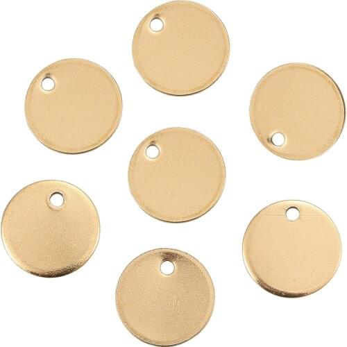 100pcs Flat Round 304 Stainless Steel Design Charms Pendants for Bracelet Necklace Jewelry Making Accessories
