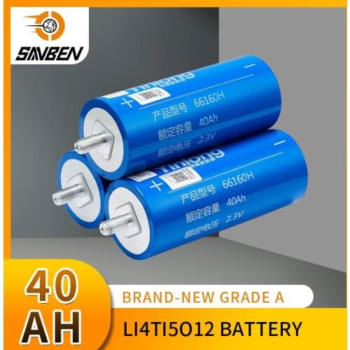 12pcs LTO 66160 2.3v 40AH New 20000 Cycles LTO 66160 Lithium Titanium Oxide Battery for 12V 24V Ebilke Motorbike Battery Pack