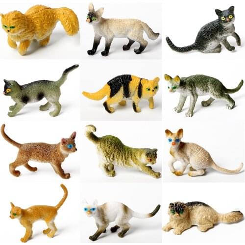 12 Pieces Assorted Plastic 2 Inch Realistic Cat Figure Toys Educational Cat Figures Toy Set Cat Toy Figure,Cat Girl Toy Figures