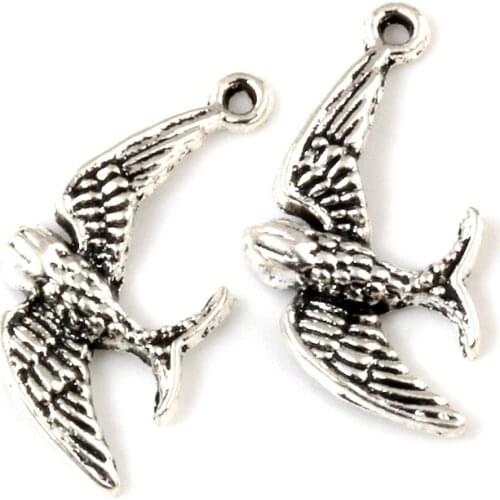 Cute little swallow bird Charms Pendants 100Pcs/lots 10x29mm Fashion Jewelry DIY Fit Bracelets Necklace Earrings