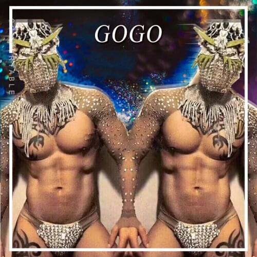 2020 Men DJ Dancer Costume Show Nightclub Rhinestone Costumes ds GoGo Dance Party Bar Stage Costumes For Singers Mens VDB667