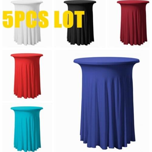 5pcs Ruffled Lycra Spandex Cocktail Table Cover Wedding Table Cloth Event Party Decoration