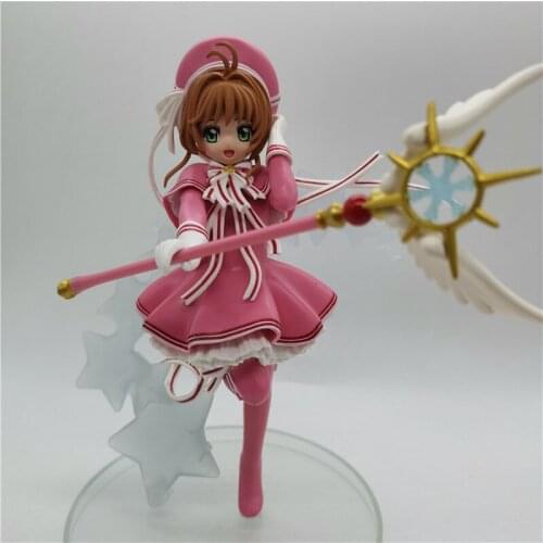 Bandai Anime Cardcaptor Sakur Action Figures 1/8 Kinomoto Sakura PVC Model Toy Collection Desktop Ornaments Gifts for Girls