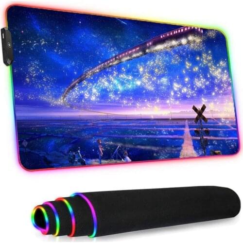 Anime Mouse Pad Rgb Rug Laptops Gaming Accessories Pc Gamer CuteGenshin Impact Keyboard Wrist Rest Stitch Valorant Desks Rubber