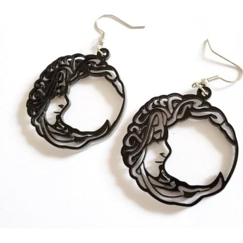 Exaggerated Hollow Acrylic Moon Earrings in Europe and America