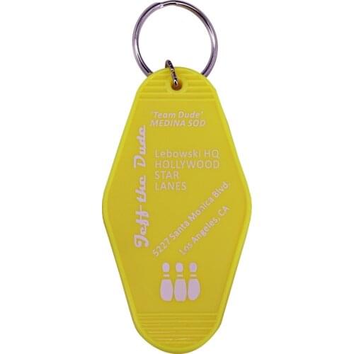 Big Lebowski "Jeff the dude" inspired key tag in yellow