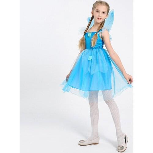 2 Pcs Fairy Dress+Wings Kids Animal Costumes for Girls Halloween Cosplay Costume Carnival Christmas Party Cosplay Princess Dress