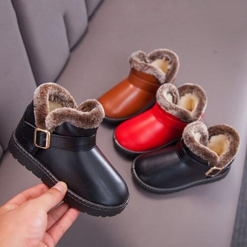 Children Winter Keep Warm Plush Velvet Ankle Snow Boots For Girls Boys School Matin Boots Snowboots New 2020 Brown Red Black