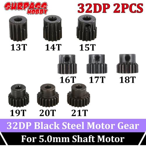 Surpass Hobby 2pcs 32dp Metal Gear Motor Steel Pinion 13T-21T 5mm Shaft Motors Gears Brushed 1/8 1/10 Rc Car Brushless 3660 3674