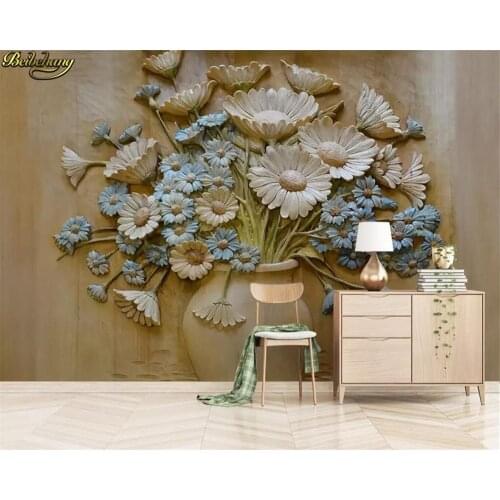 Beibehang Custom wallpaper mural 3D embossed vase flower arrangement background wall painting wall papers home decor