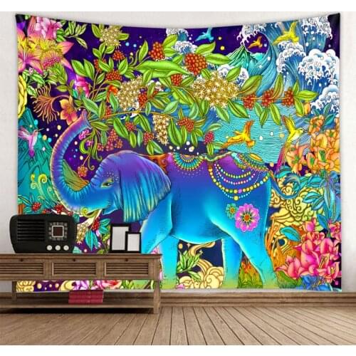 Chinese style painting art elephant tapestry art deco blanket hanging bedroom living room decoration mysterious mandala bohemian