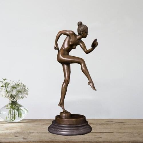 Ivorique DS-170 Western bronze nude naked girl figurines for table decoration Dancer Statues for Studio Decoration Girl Birthday