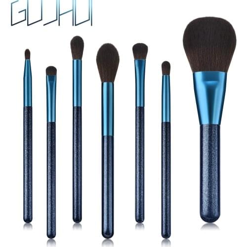 GUJHUI 7Pcs Sapphire Blue Makeup Brushes Set Eye Shadow Foundation Powder Make Up Brush Cosmetic Beauty Tool droshipping
