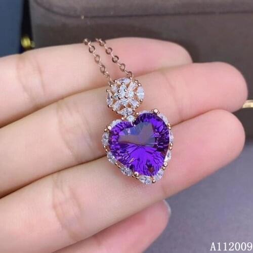 KJJEAXCMY fine jewelry 925 pure silver inlaid natural amethyst girl new Pendant Necklace classic clavicle chain support test