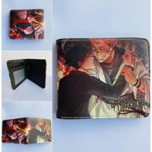 Anime Jujutsu Kaisen Leather Wallet Coin Pocket Boys Girls Short PU Layers Cartoon Photo Card Holder Print Purse Gift