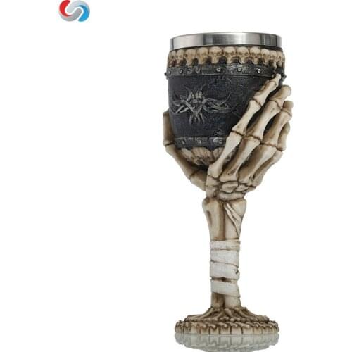3D Stereo Stainless Steel High-foot Skull Mug Creative Resin Skull Mug Red wine Champagne cocktail Brandy goblet hot sale Cup