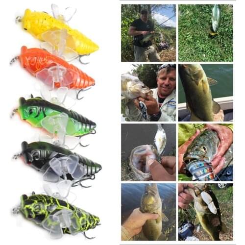 Lightweight 15.5g Fake Rotating Topwater Hard Lures Trolling Crankbait Mini Insect Lure Wear-Resistant for Freshwater