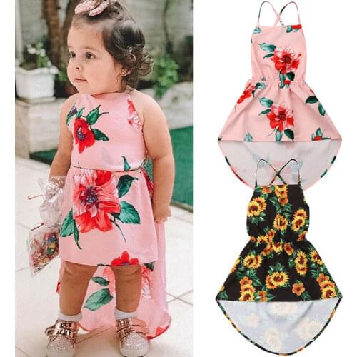 Citgeett Summer Flower Kids Baby Girl Dress Backless Party Pageant Dress Strap Sundress 1-6Y