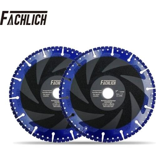 FACHLICH 2pcs 7inch/180mm Diamond Demolition Blades Cut Off Wheels for Metal Iron Granite Marble Cutting Disc Rescue Saw Blade