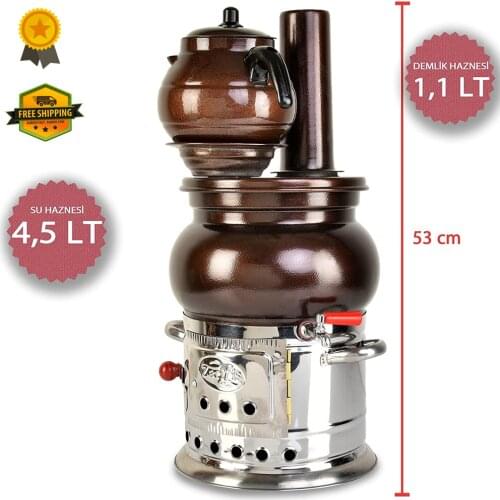 Copper Look Samovar Woody Tea Samovar Coal Tea Samovar , (FREE SHIPPING) - Made in TURKEY Kitchenware - Teapot - Çay - Semaver