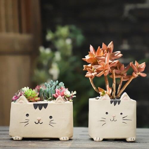 Cute Cartoon Animal Flowerpot Ceramic Succulent Plant Vase Elephant Rabbit Planter Pot Home Decor Craft Bonsai Pot Flower Pot