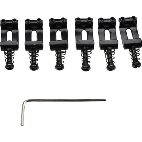 Musiclily Pro 10.5mm Steel Vintage Style Guitar Tremolo Bridge Saddles for Strat Stratocaster Electric Guitar, Black (Set of 6)