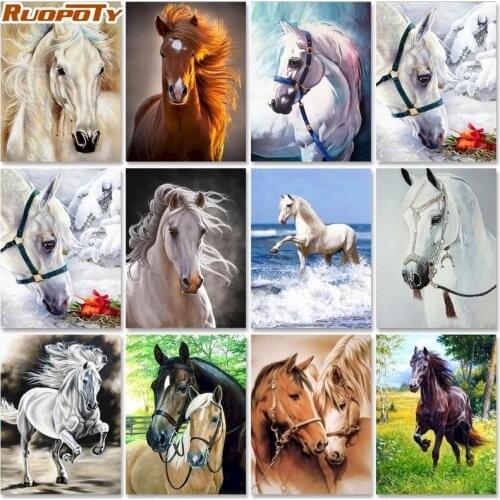 Horse Painting By Numbers Animal Oil Diy Drawing Canvas Picture HandPainted Coloring Kits Reflection Paint Gift Acrylic Adult Wa