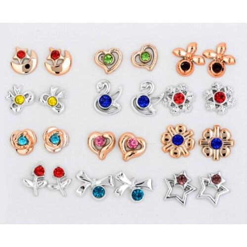 Karopel 12 Pairs of Small Geometric Earrings Simple Set Plastic Earrings Female Diamond Small Earrings Wholesale